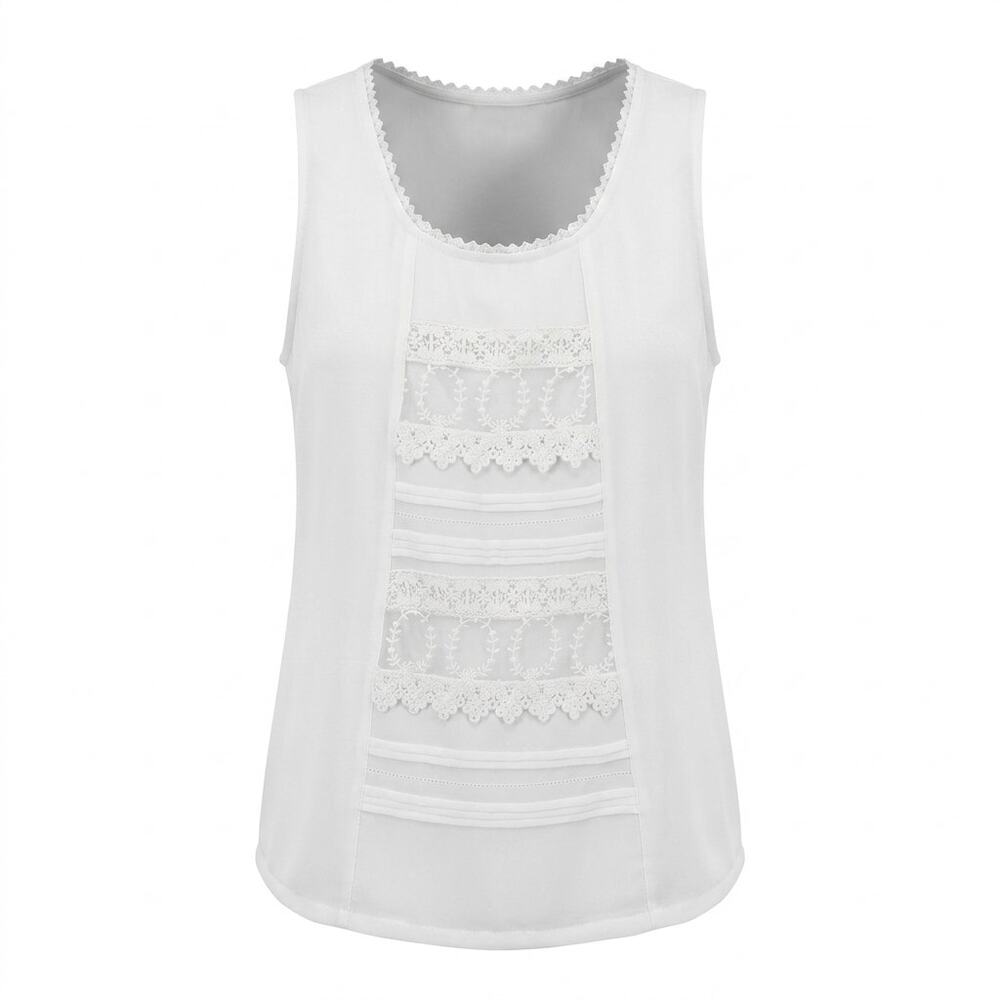 Chico's White Lace Crochet Panel Sleeveless Tank Top Women Size 3